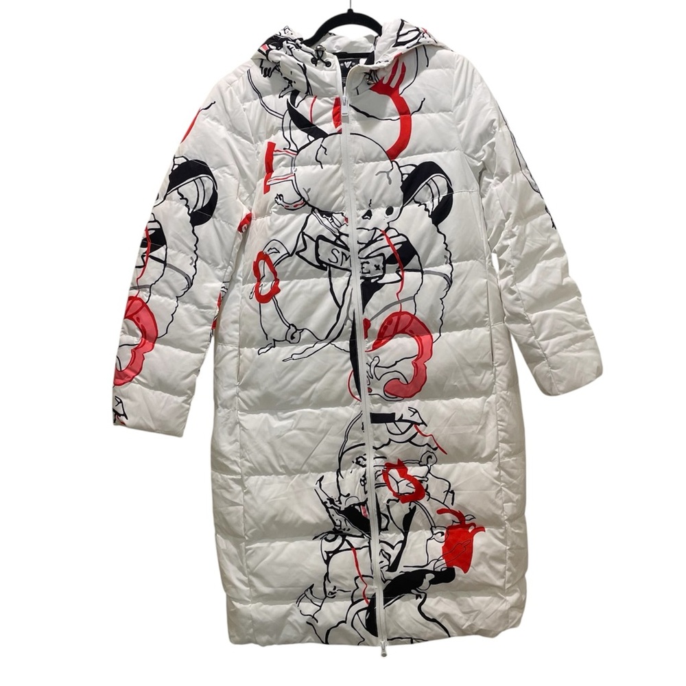 YALU Unisex Alternative Goth Goose Down Hooded Ski Snowboarding Puffer Coat